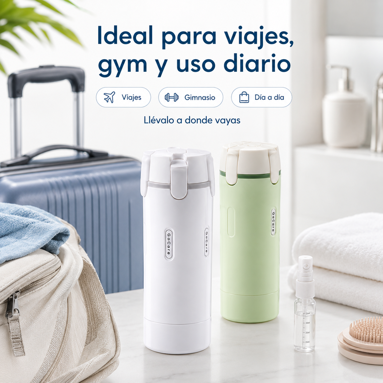 GoCare™ – Dispensador de Viaje 4 en 1
